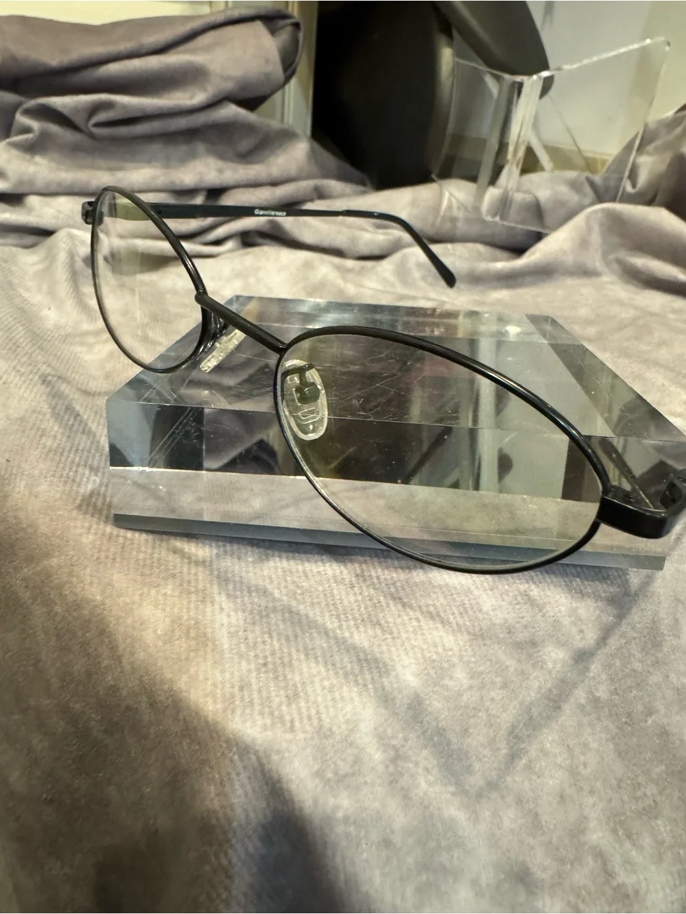 Gianni Versace Oval  Black Metal Frame Glasses - Minimalist Style